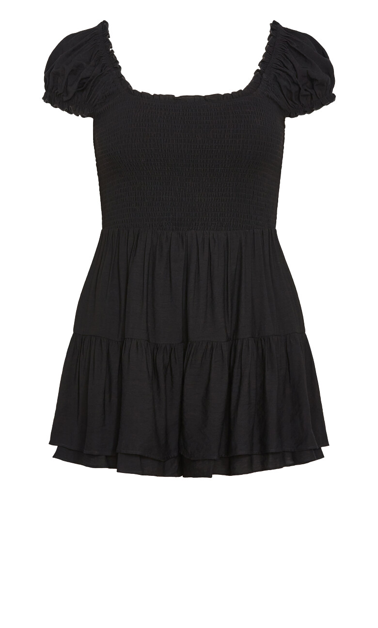 Zuri Shirred Playsuit - black