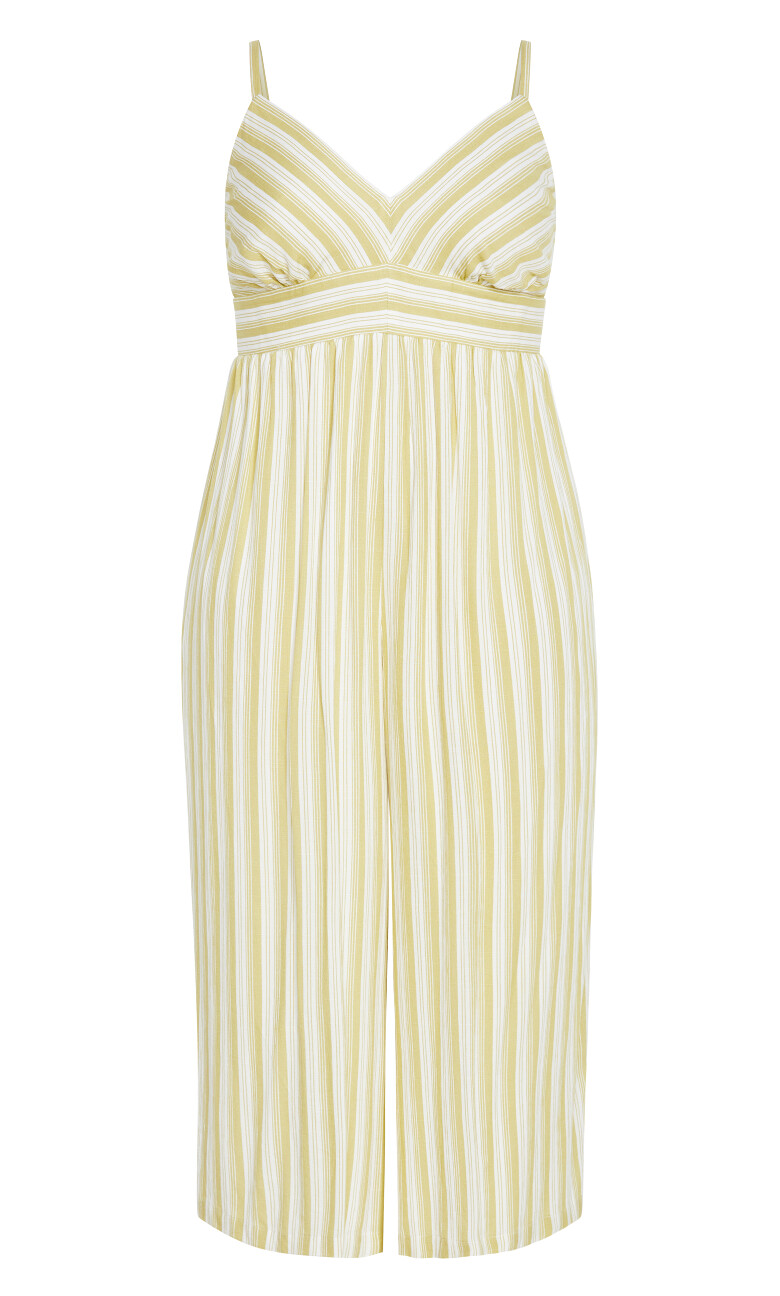 Lara Strap Stripe Jumpsuit - khaki