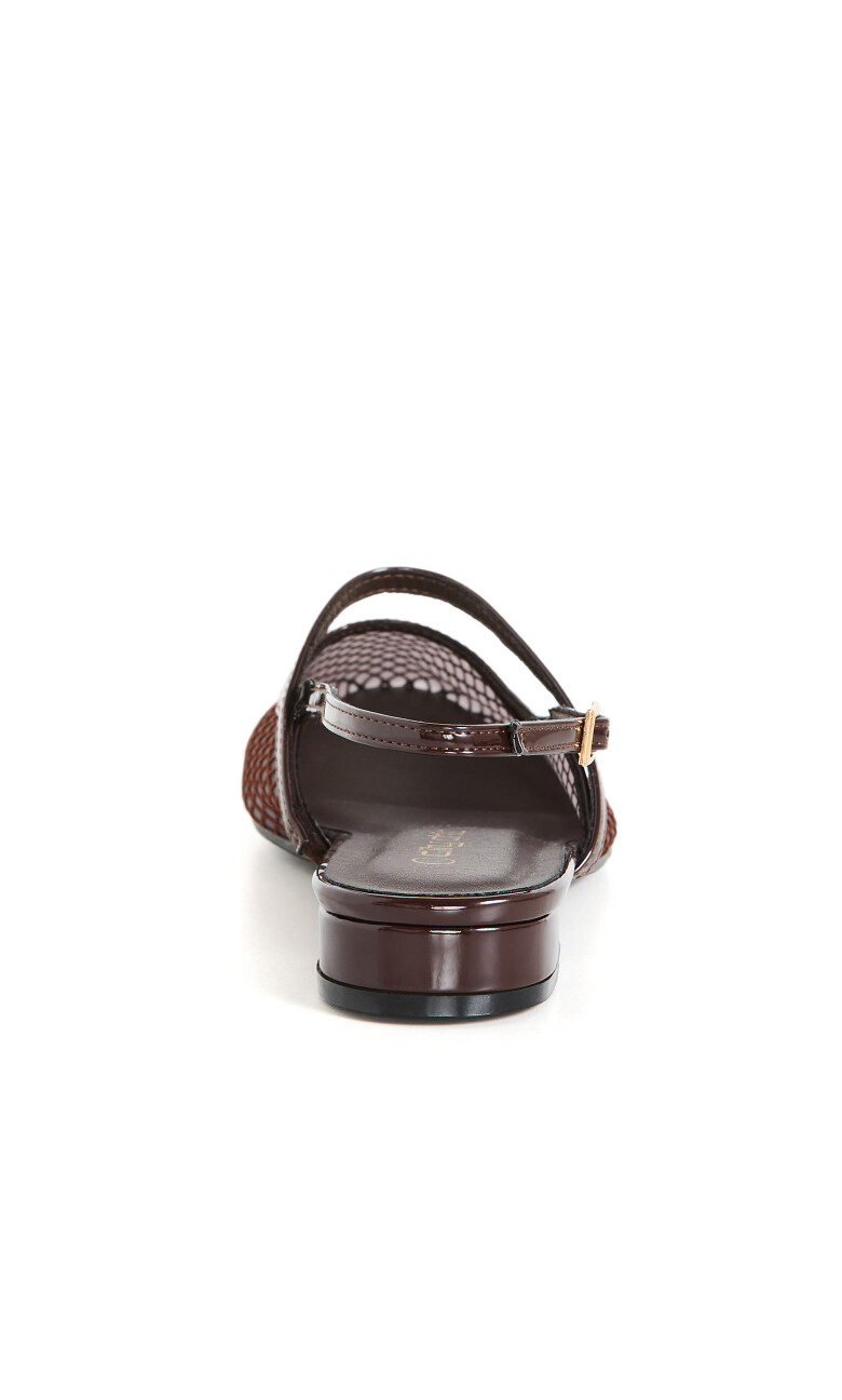 WIDE FIT Lily Mesh Flat - chocolate