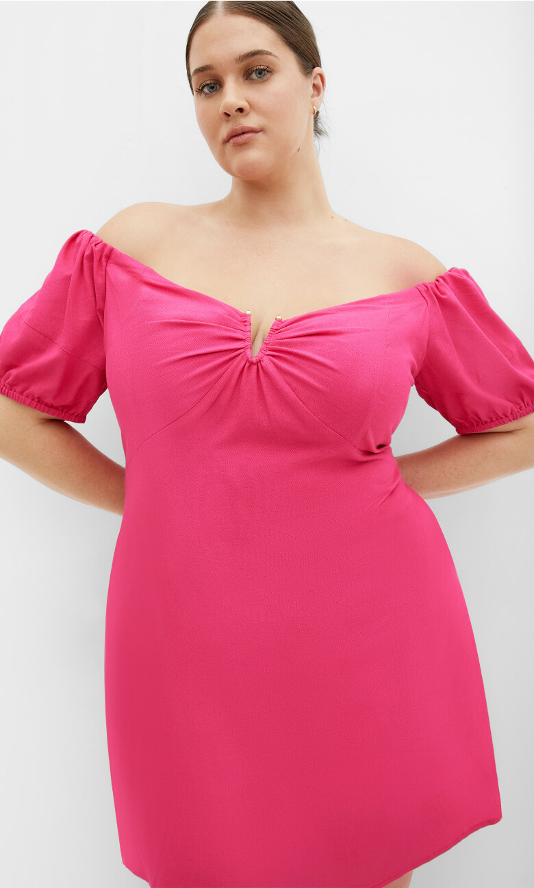 Macey Short Sleeve Mini Dress - magenta