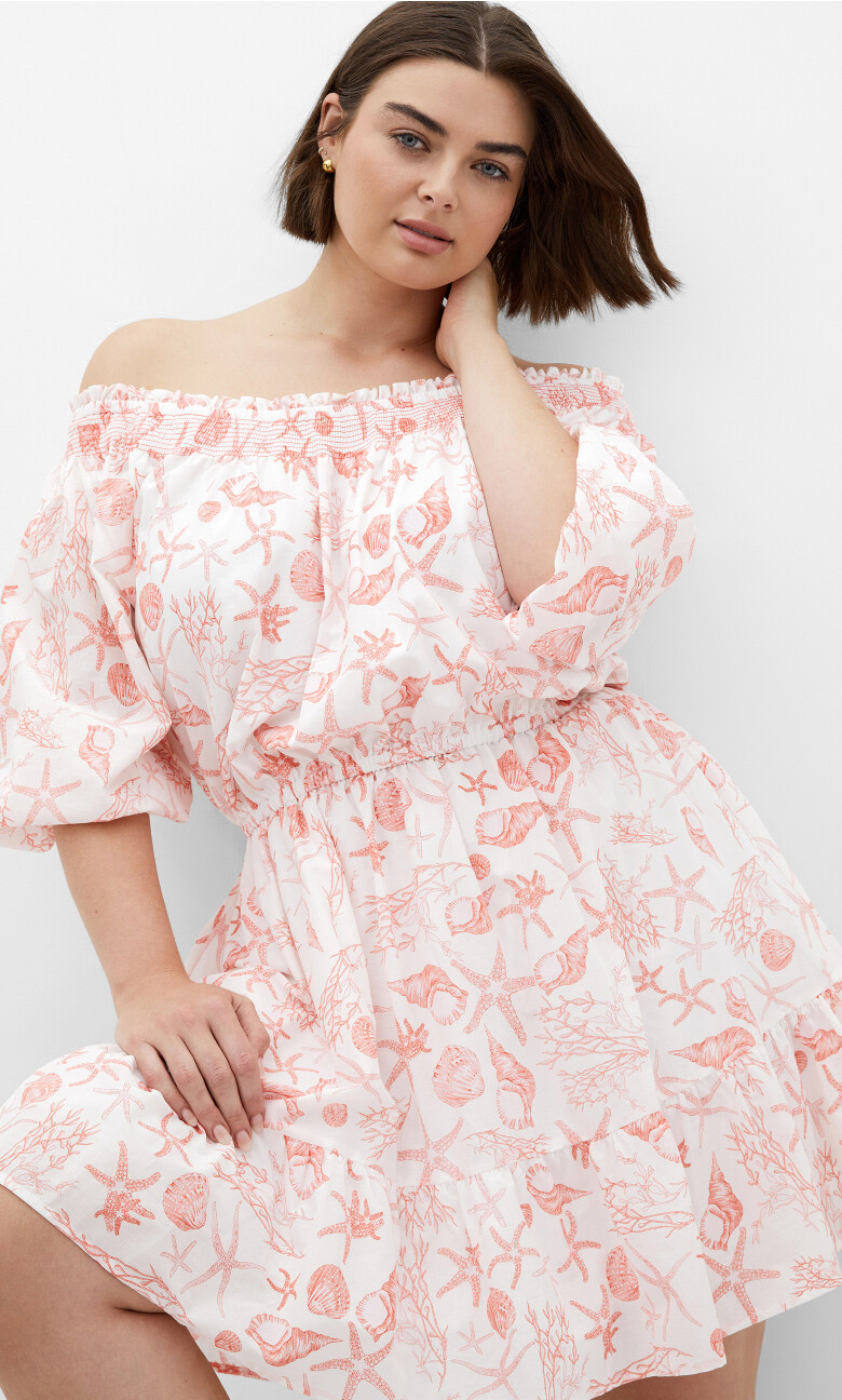 Lorelai Print Mini Dress - coral print