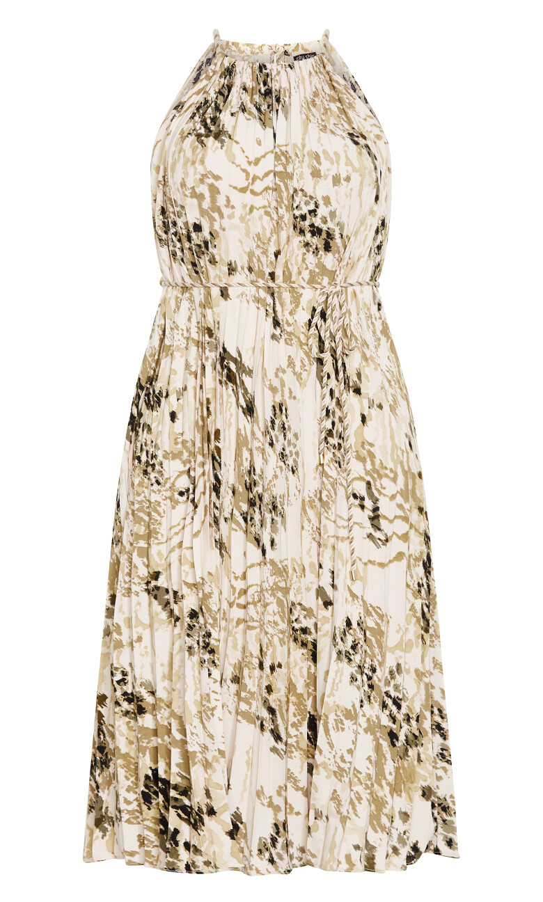 Tatum Halter Pleated Dress - multi print