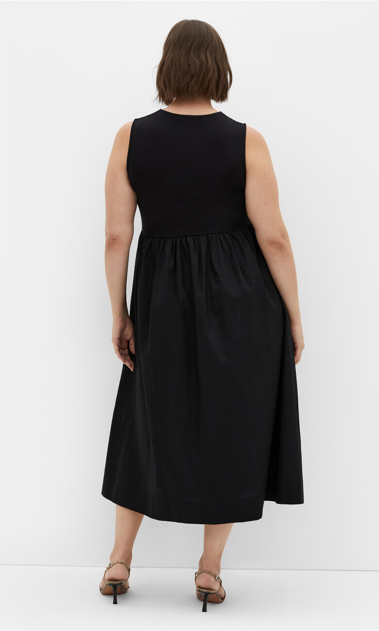 Wren Sleeveless Midi Dress - black