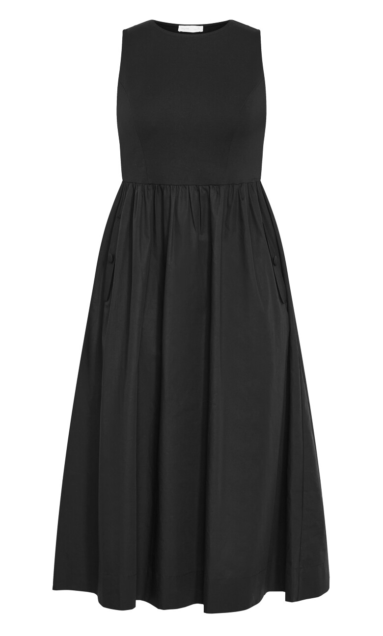 Wren Sleeveless Midi Dress - black