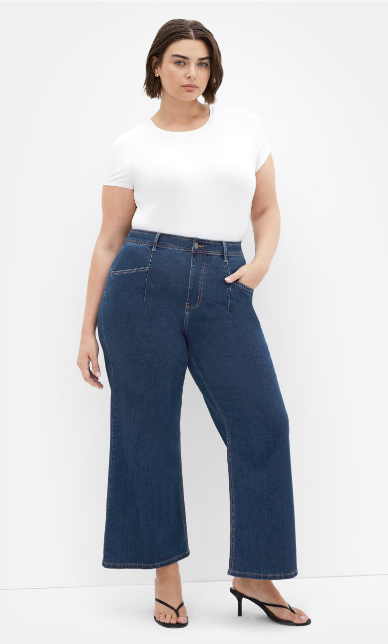 Plus Size Harley Corinne Wide Leg Jean - Mid Wash