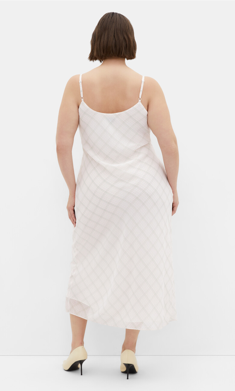 Ria Gingham Print Dress - ivory
