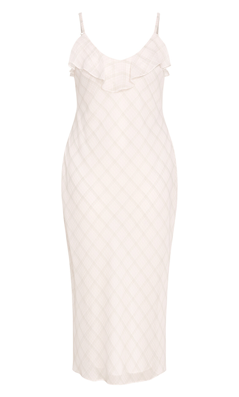 Ria Gingham Print Dress - ivory