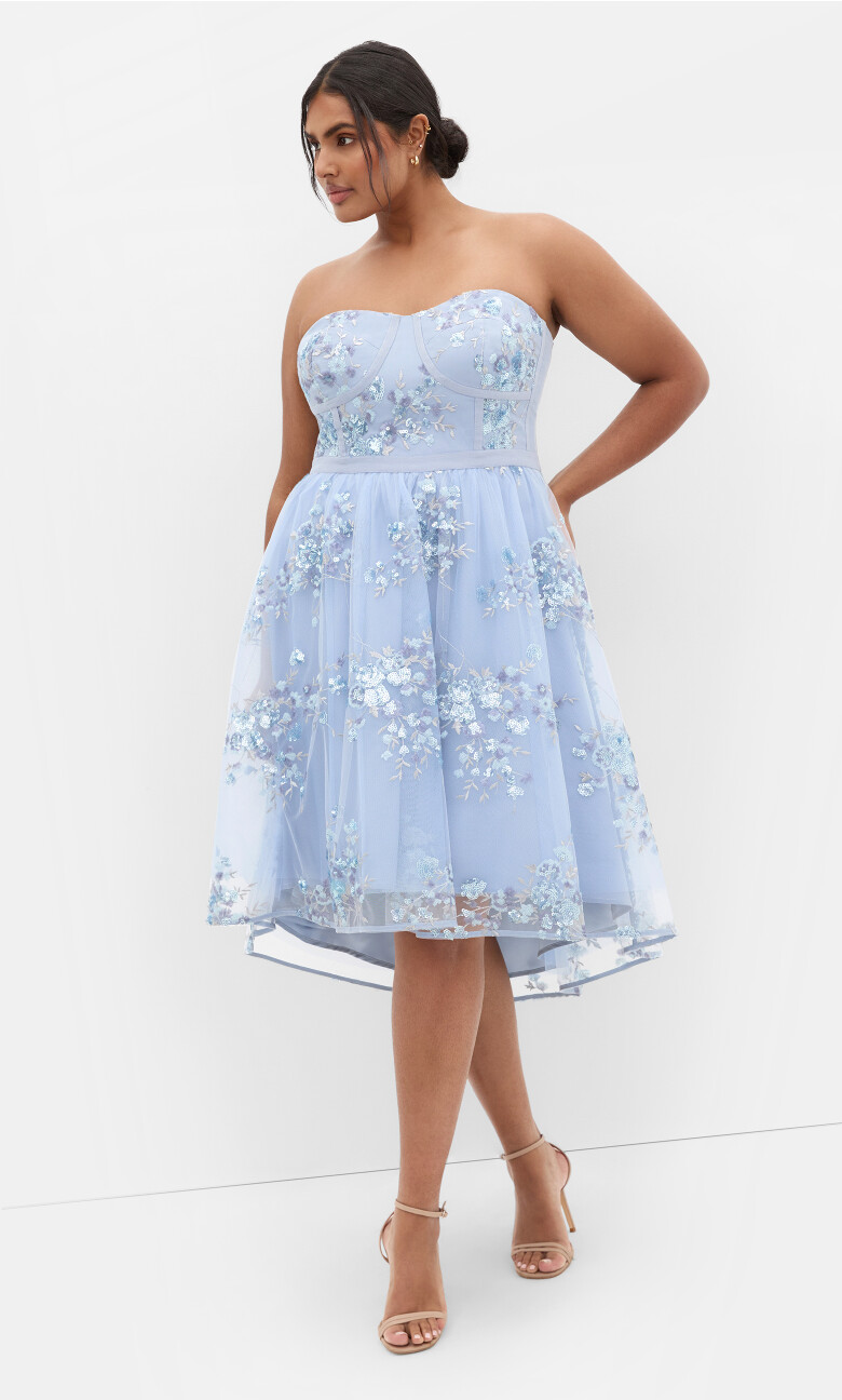 Ambrosia Strapless Tulle Dress - baby blue