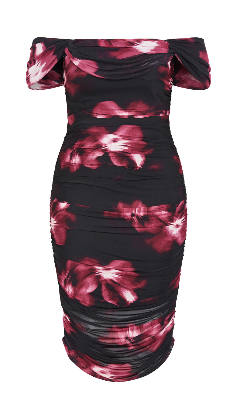 Jazmin Ruched Floral Print Dress - cherry print