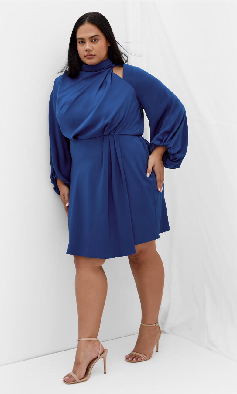 Plus Size Jaylee Halter Neck Mini Dress - deep ocean