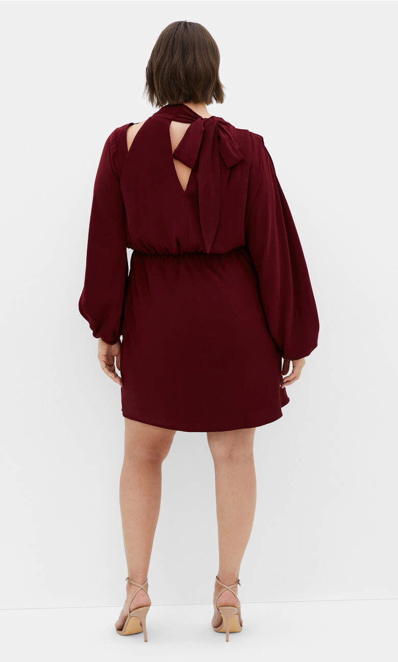 Jaylee Halter Neck Mini Dress - plum