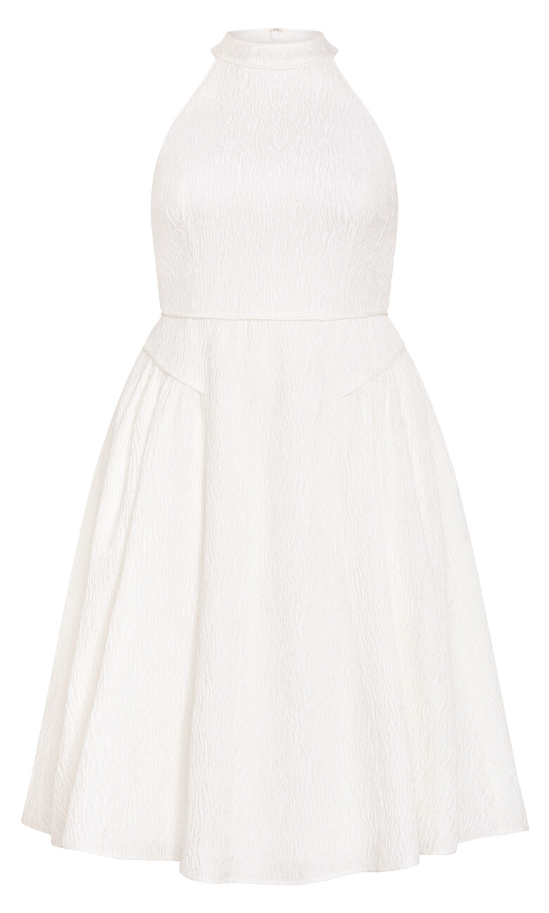 Halter Jacquard Midi Dress - ivory