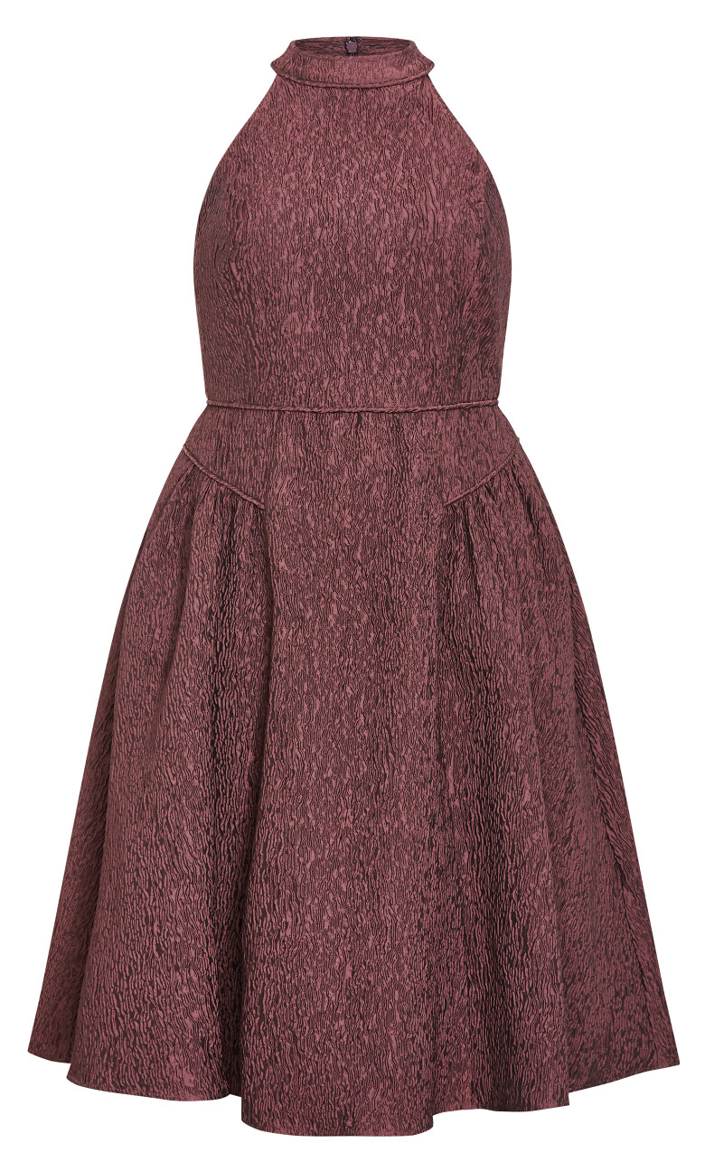 Halter Jacquard Midi Dress - truffle