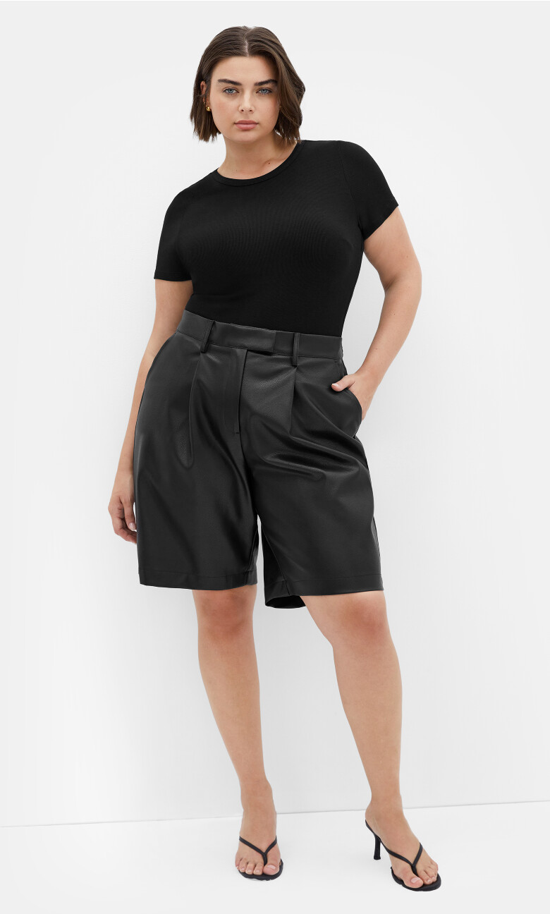 Plus Size Jessa Faux Leather Short - Black