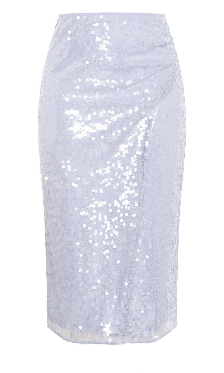 Sequin Midi Skirt - sky blue