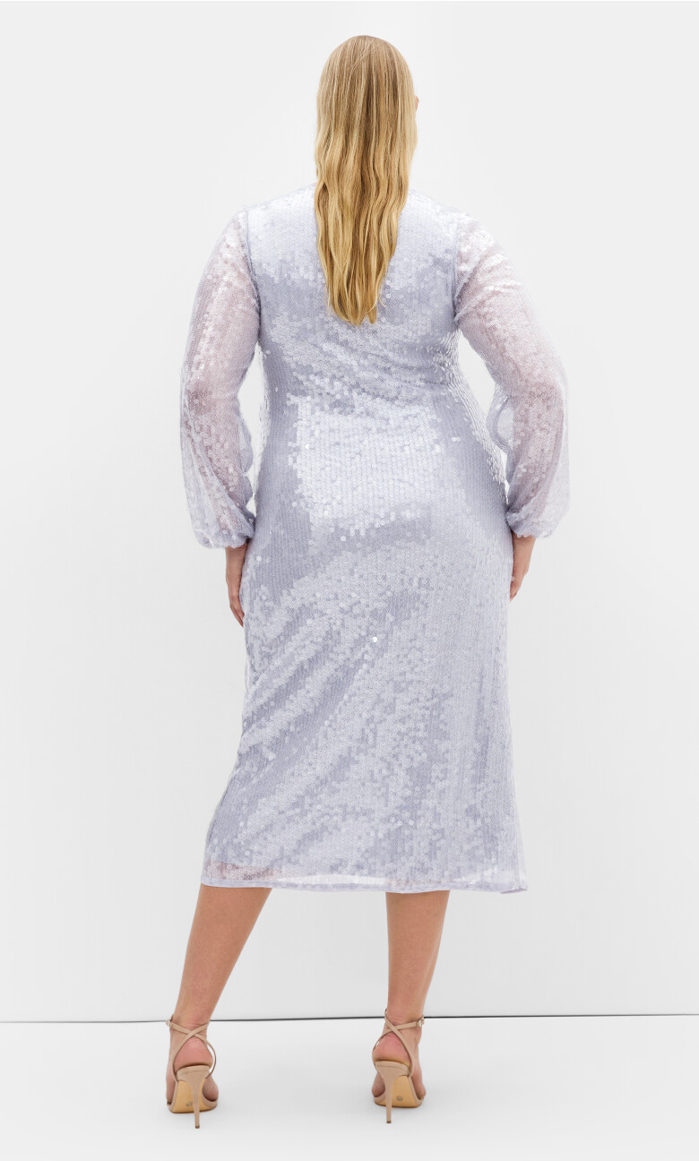 Sequin Midi Dress - sky blue
