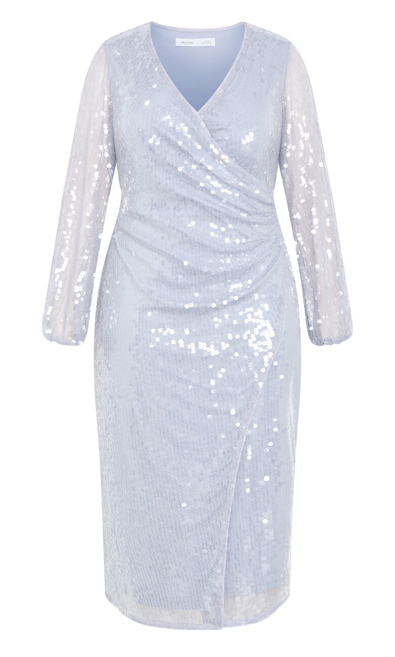 Sequin Midi Dress - sky blue
