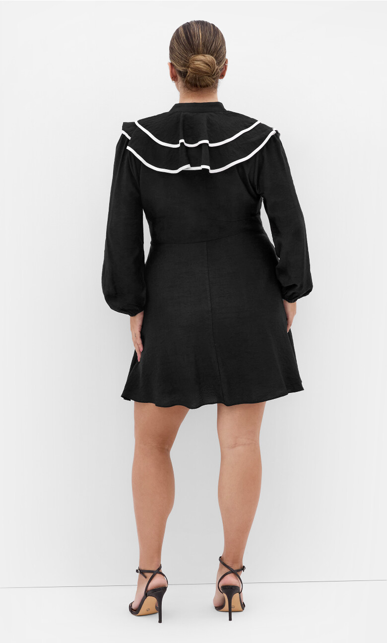 Bella Ruffle Trim Mini Dress - black