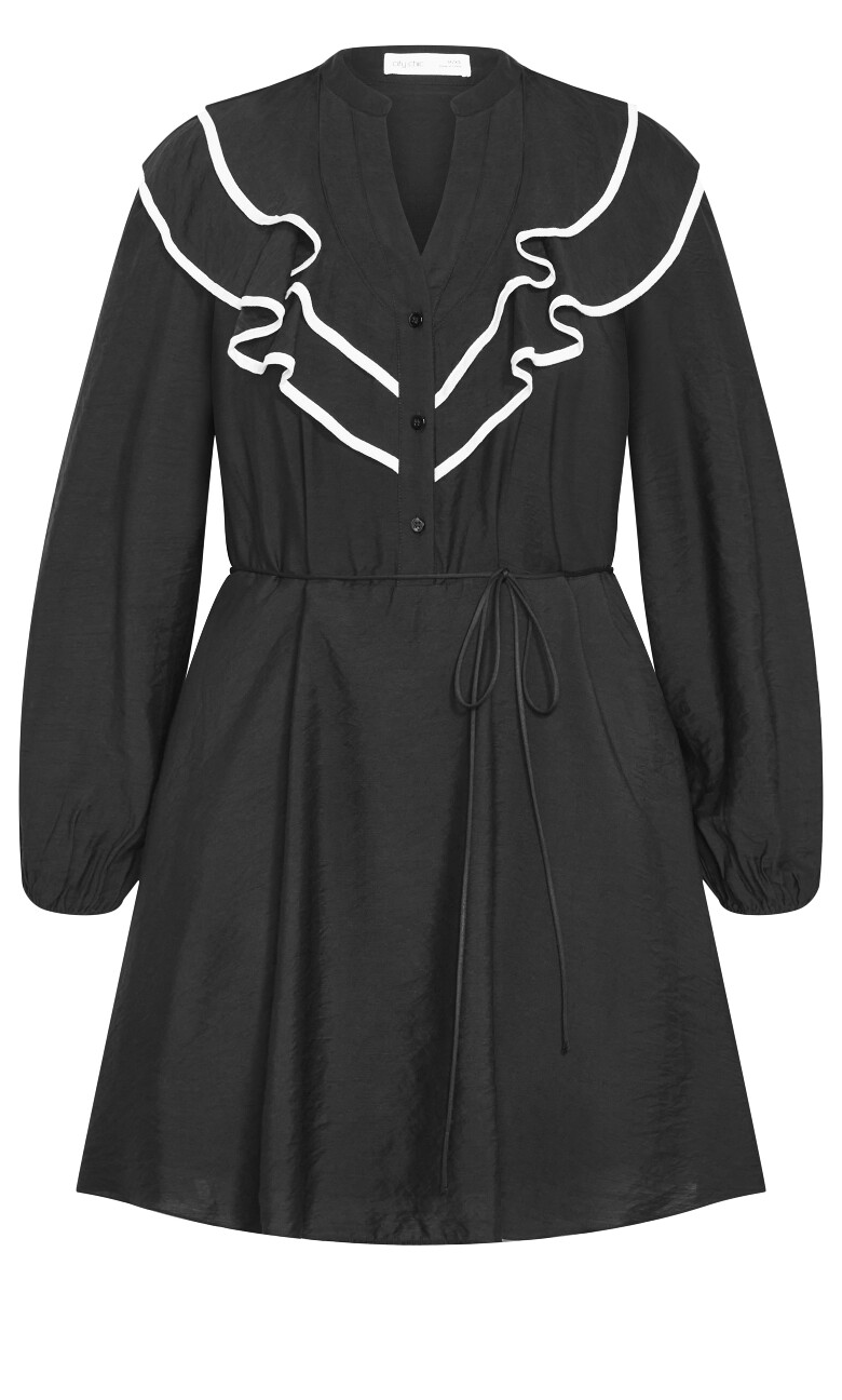 Bella Ruffle Trim Mini Dress - black