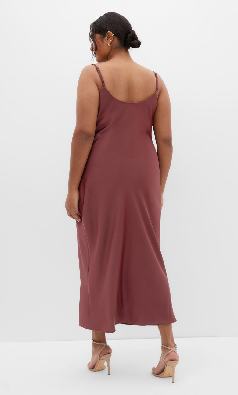 Satin Slip Dress - choc cherry