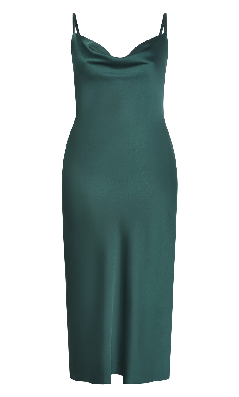Satin Slip Dress - forest