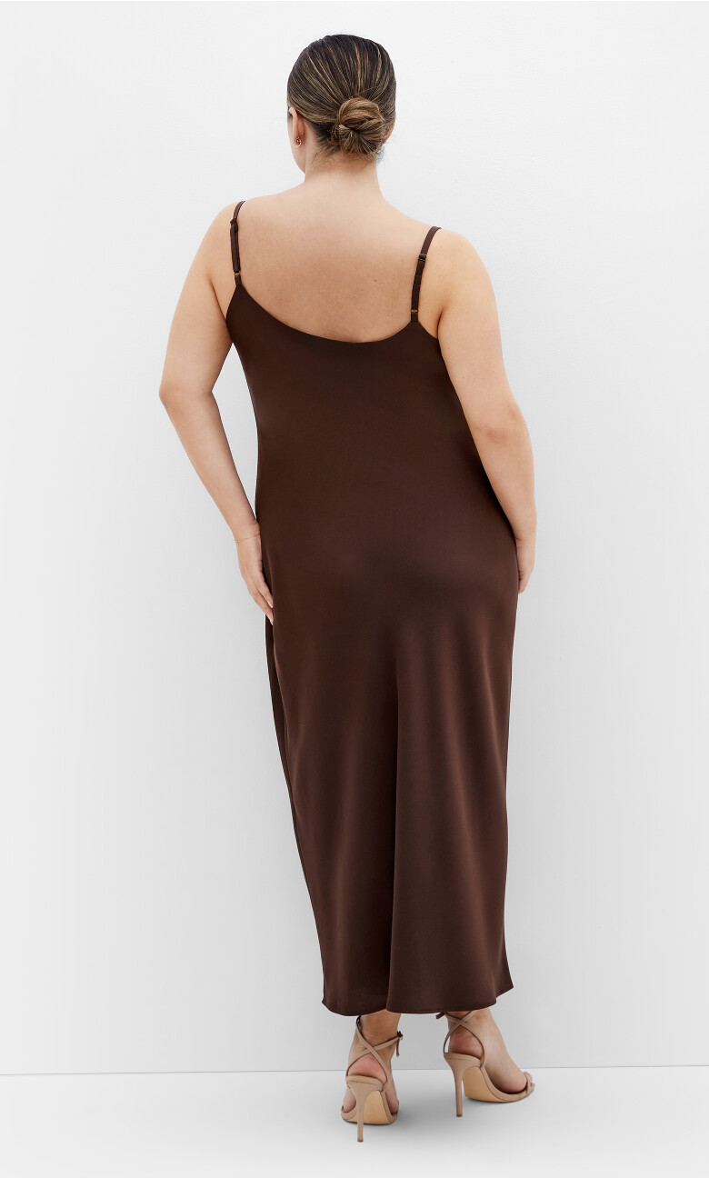 Satin Slip Dress - truffle