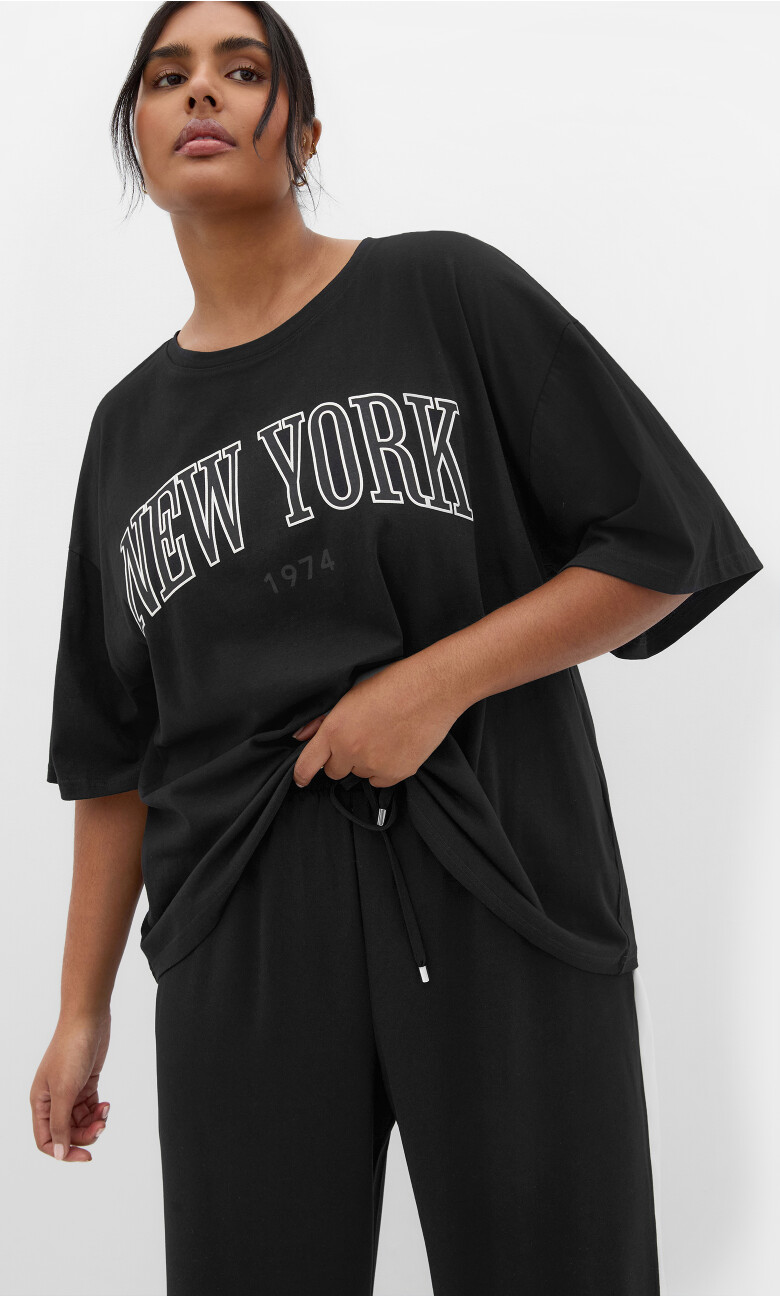 Oversized NY Tee - black
