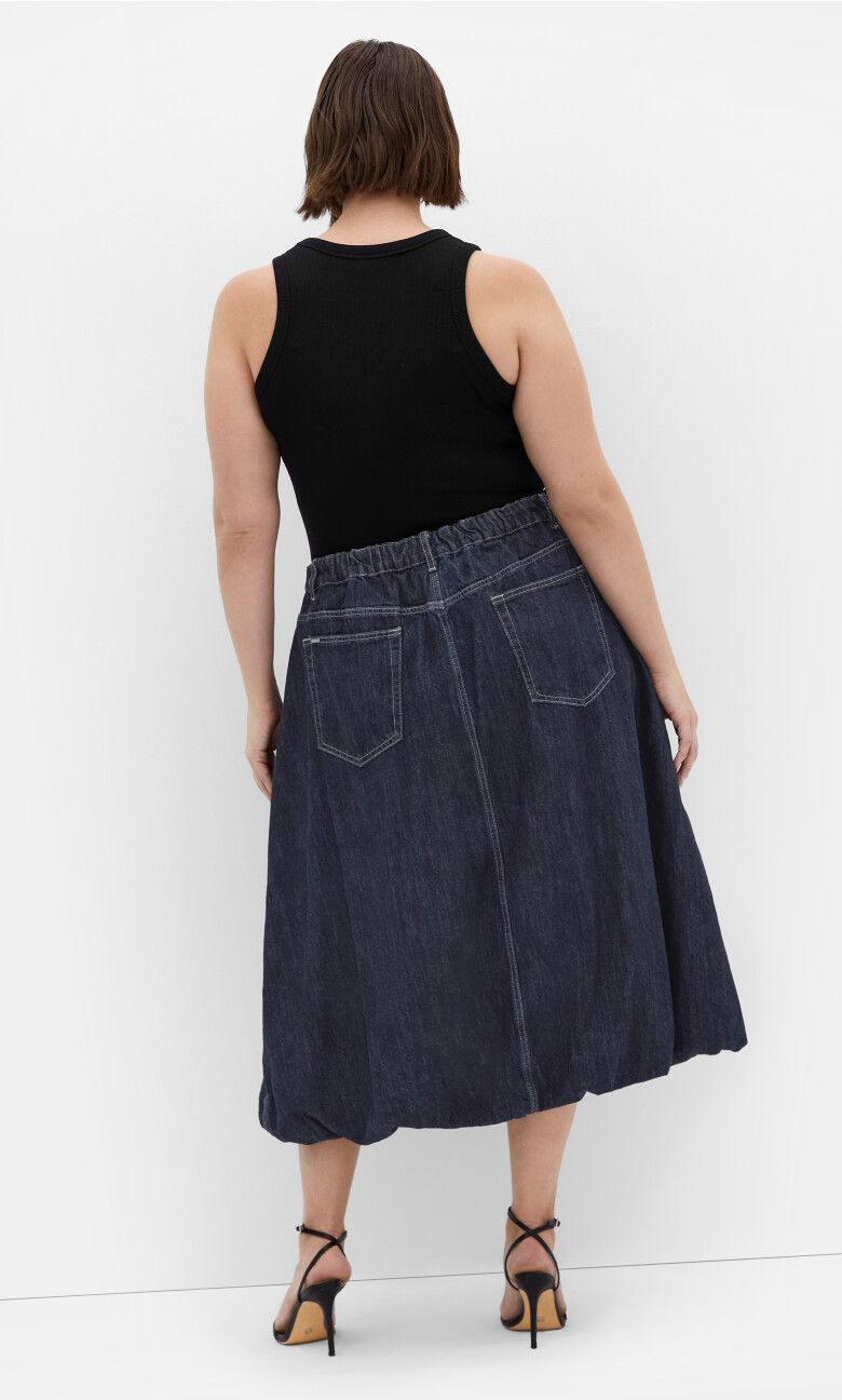 Denim Bubble Skirt - dark wash
