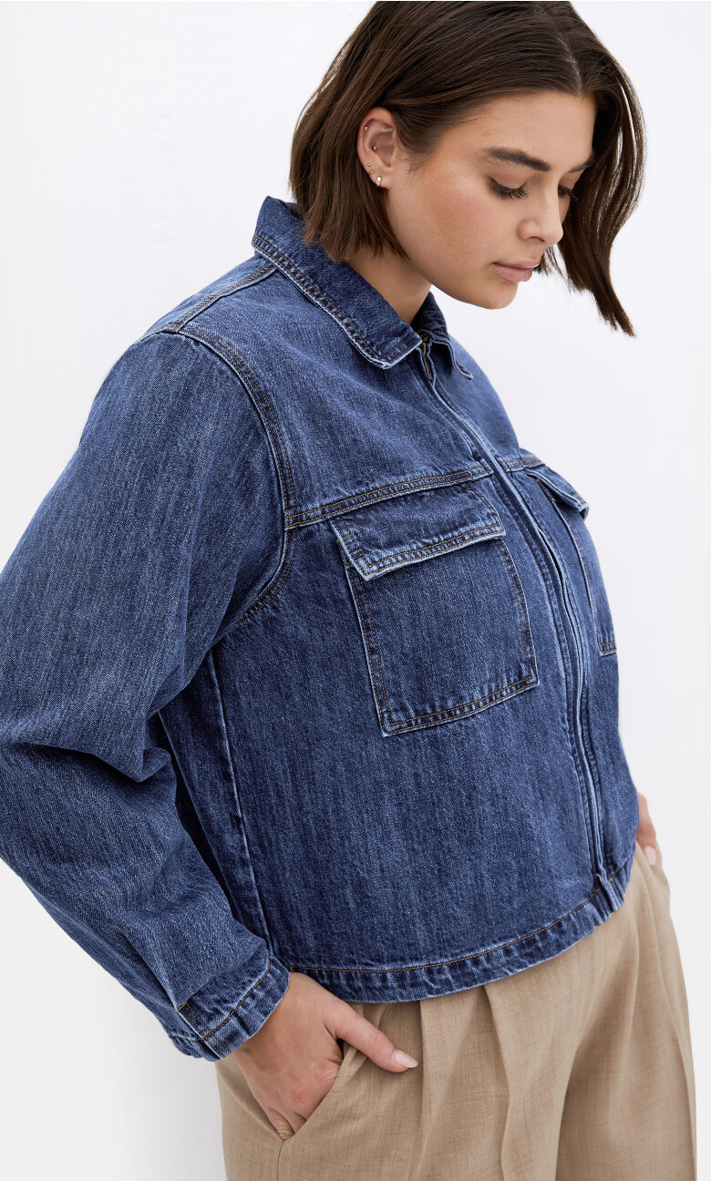 Denim Utility Jacket - mid wash