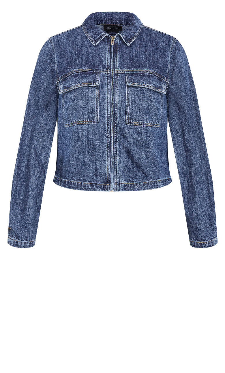 Denim Utility Jacket - mid wash