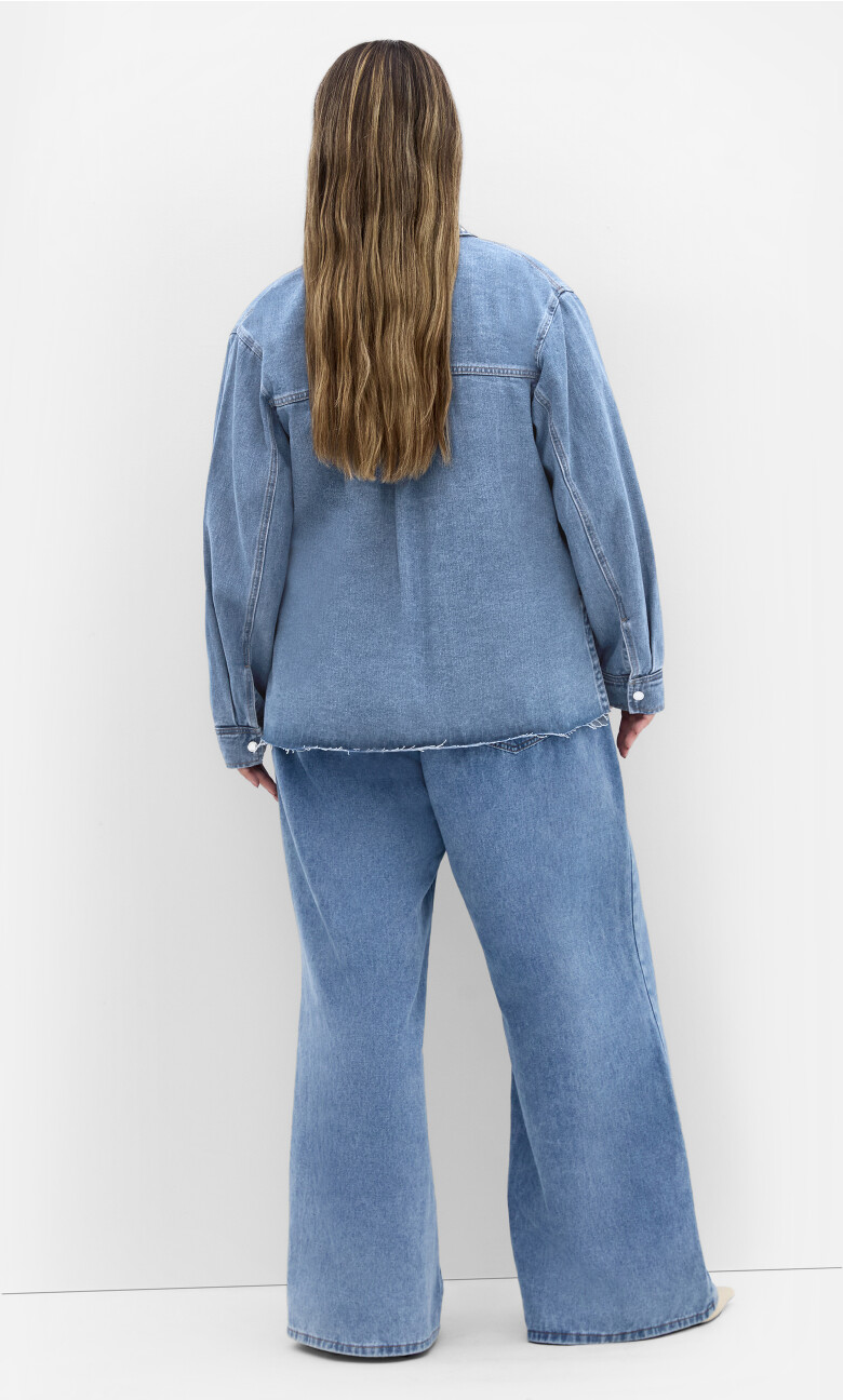 Denim Stud Shacket - light wash