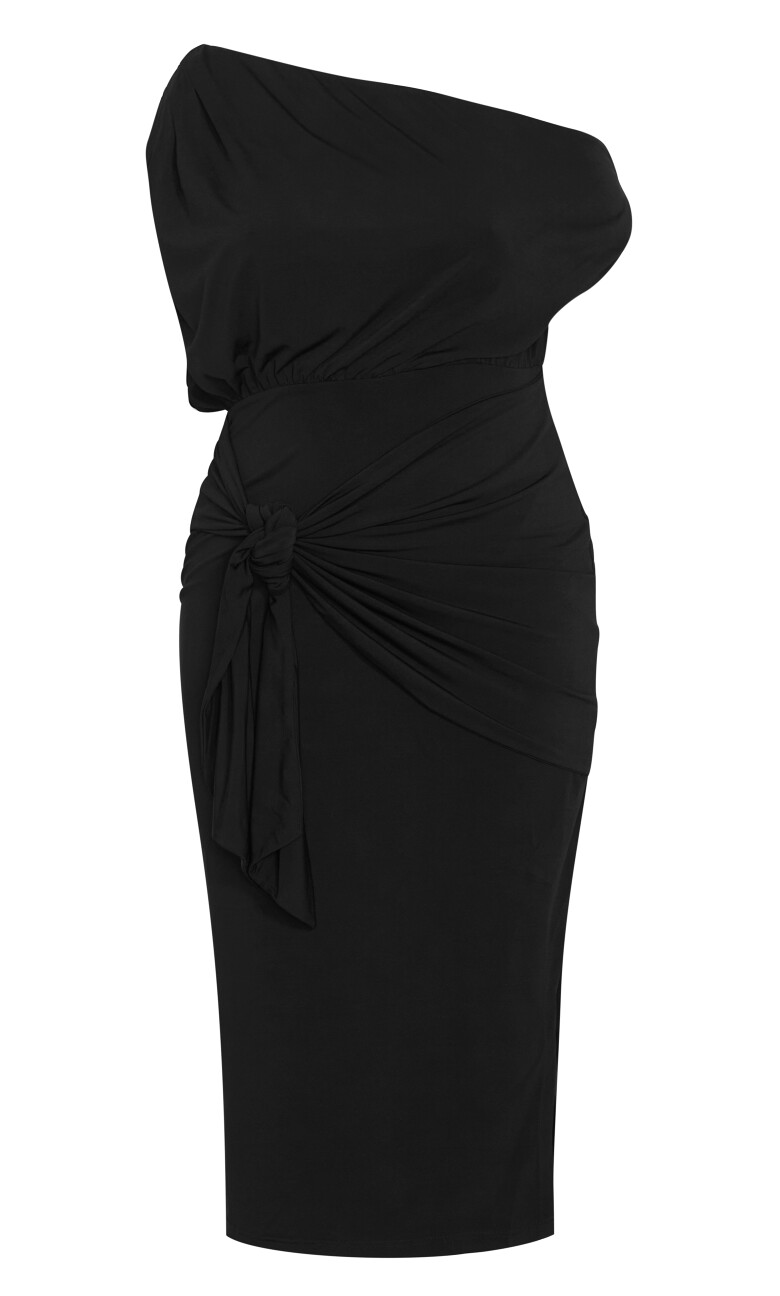 Palmer Tie Front Midi Dress - black