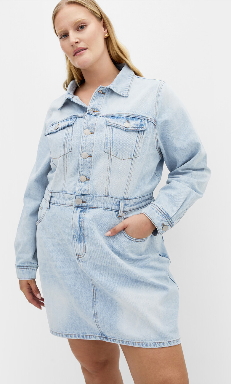 Plus Size Liora Denim Mini Dress - Light Wash