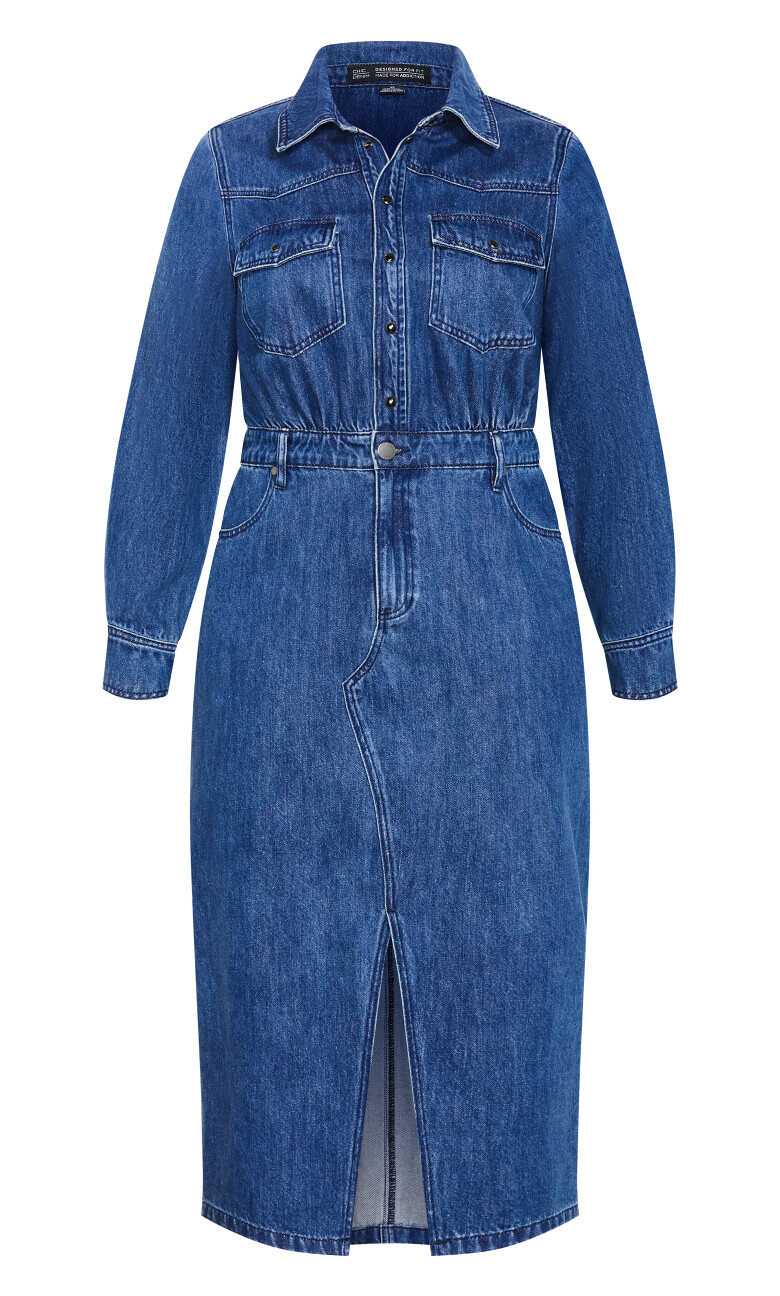 Elara Denim Dress - dark wash