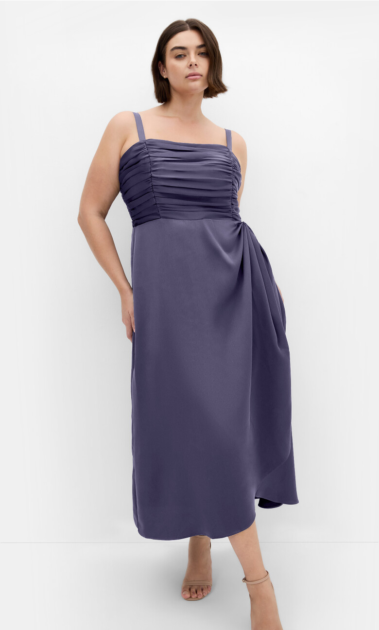 Plus Size Ania Drape Front Dress - Slate