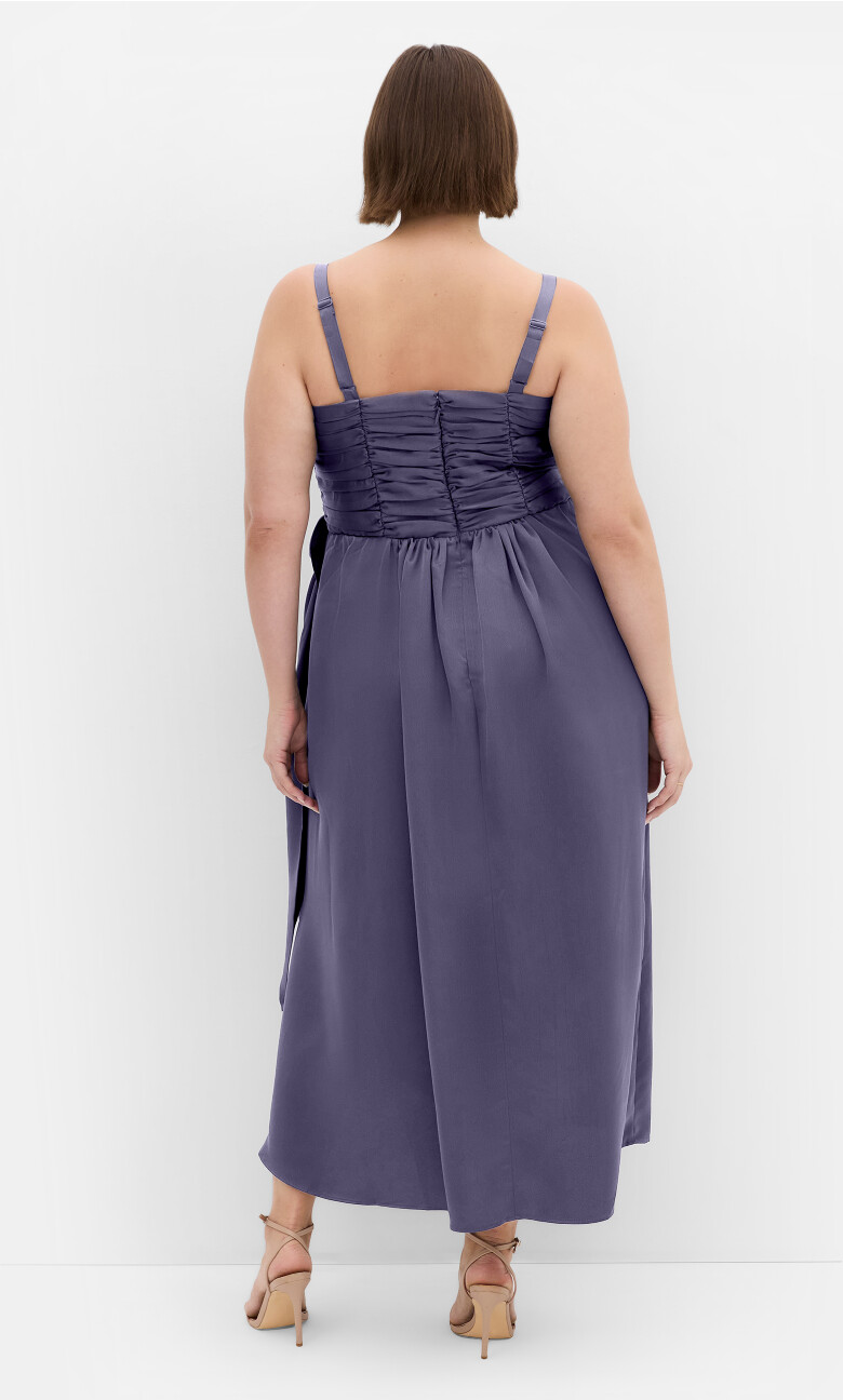 Ania Drape Front Dress - slate