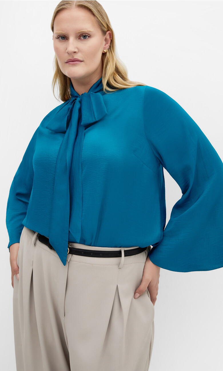 Mahalia Neck Tie Top - poseidon