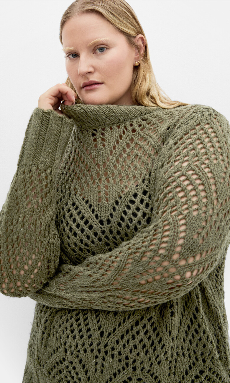 Plus Size Beck Wool Blend Jumper - Khaki