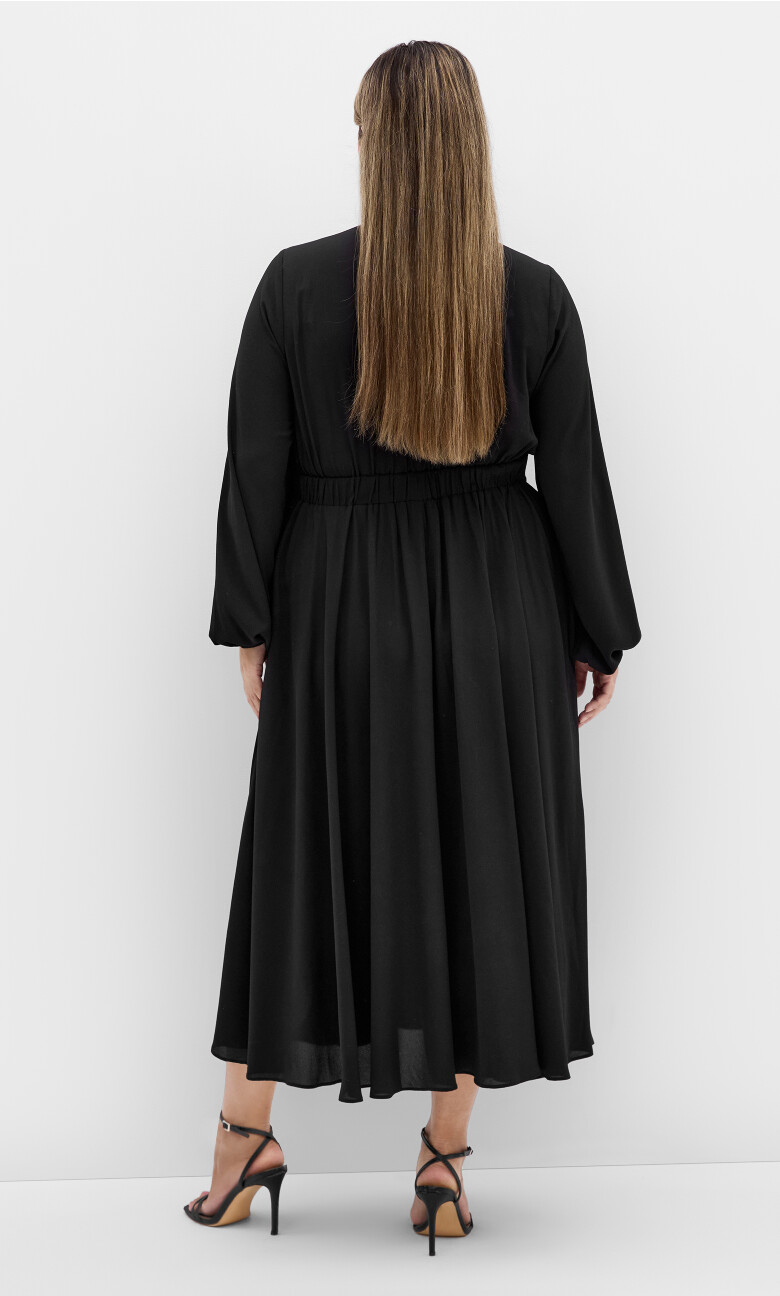 Adelyn Long Sleeve Midi Dress - black