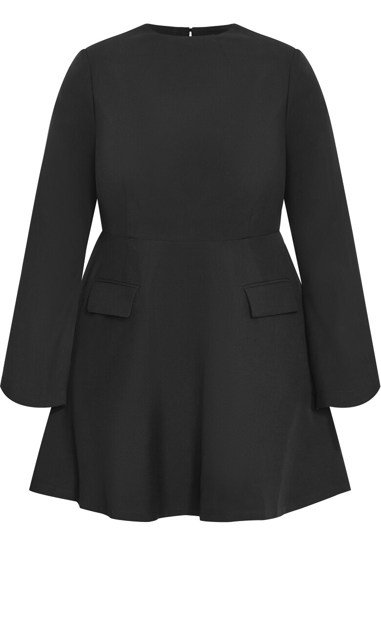 Dynamic Long Sleeve Skater Dress - black