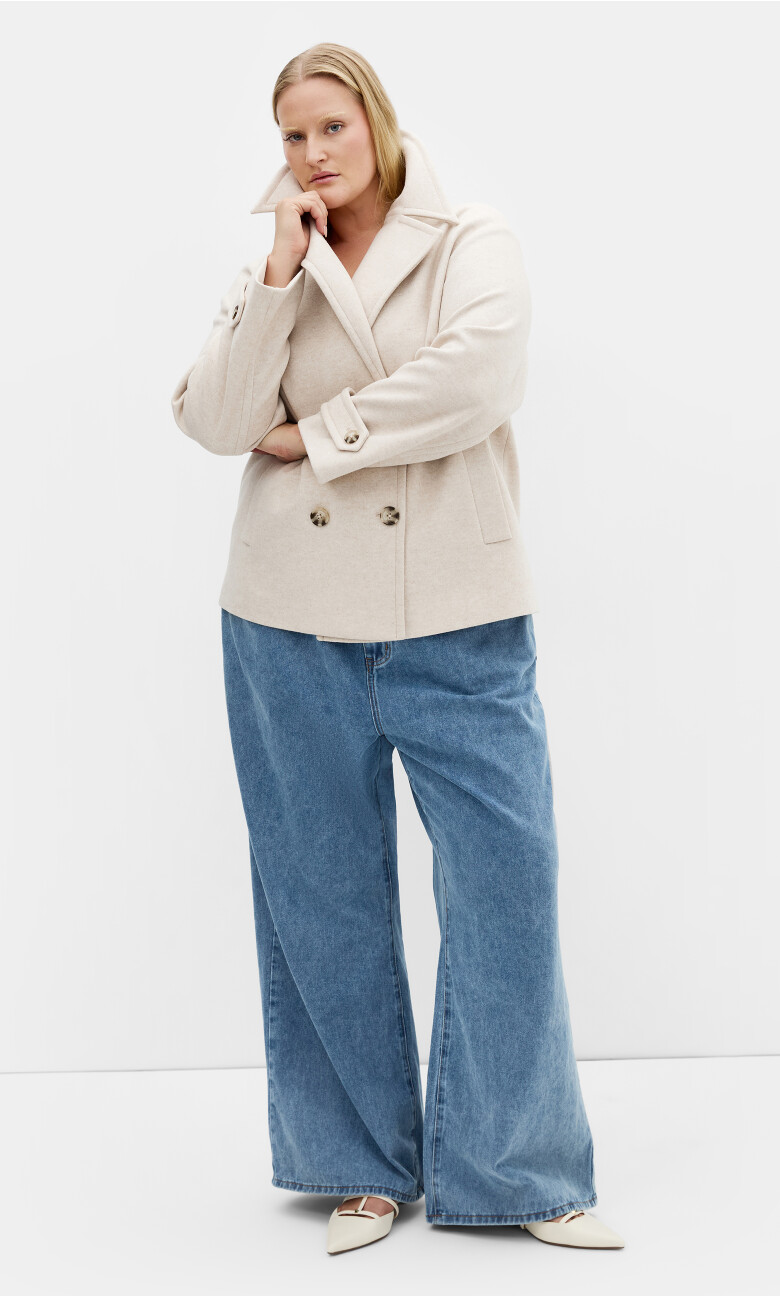 Plus Size Short Coat Lola - Cream Marle