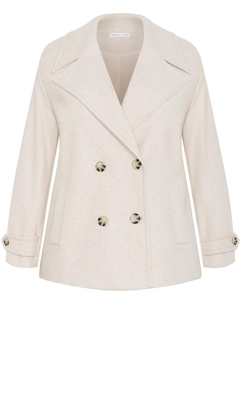Lola Short Melton Coat - cream