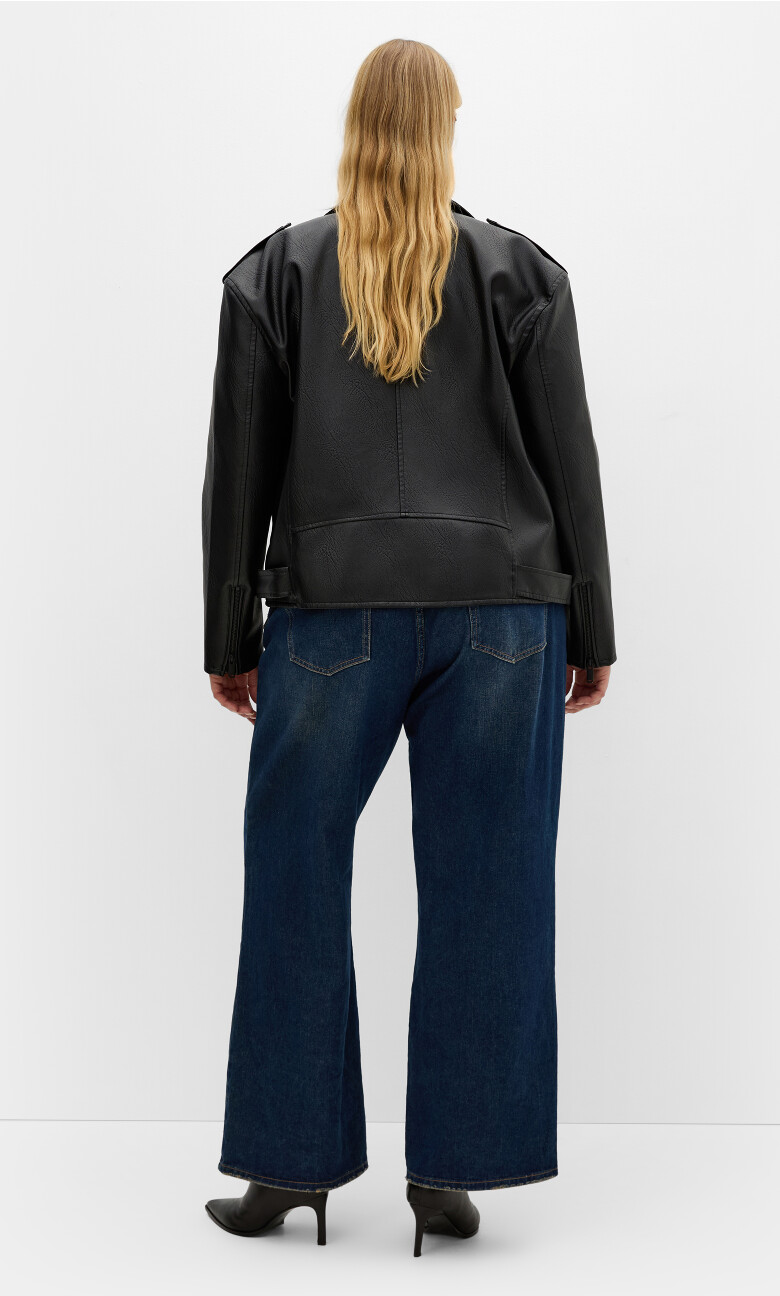 Julie Faux Leather Biker Jacket - black