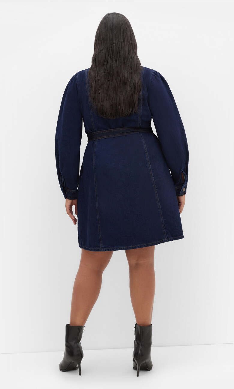 Lara Denim Mini Dress - dark wash