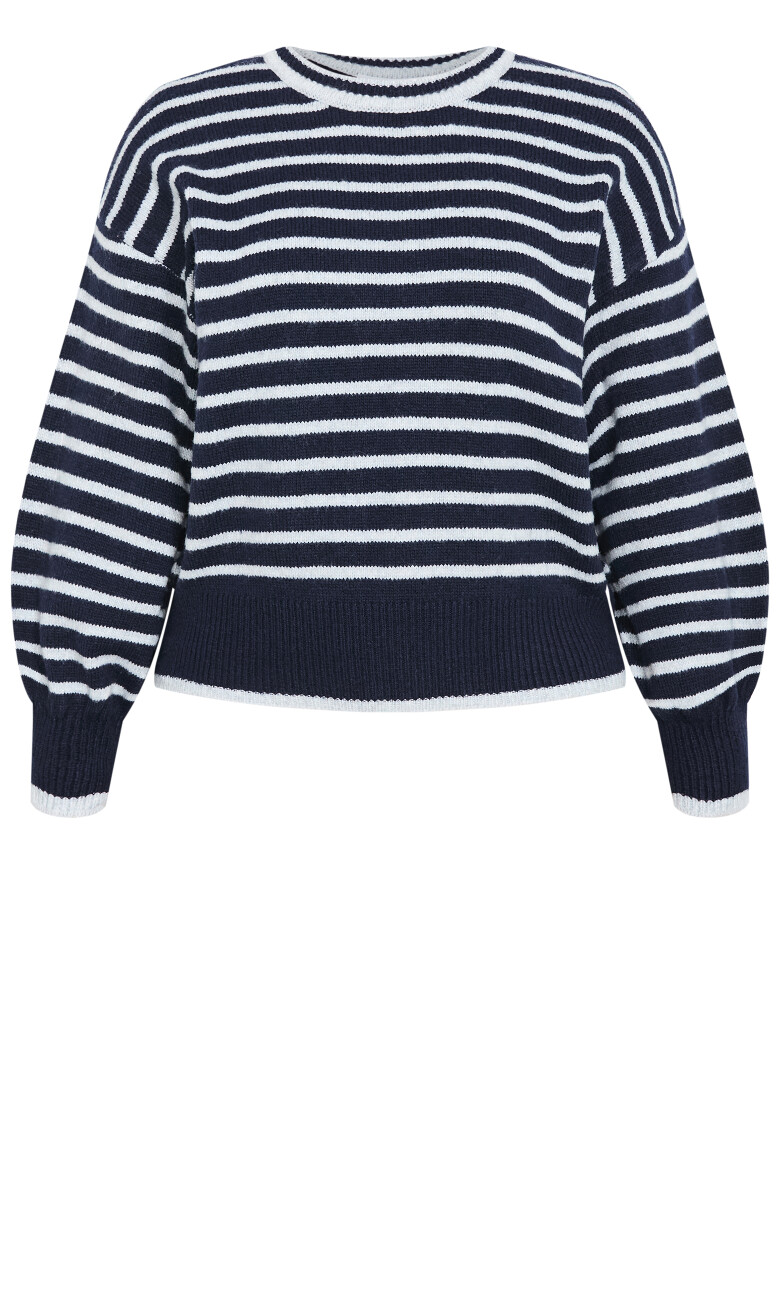Varsity Stripe Knit Jumper - grey