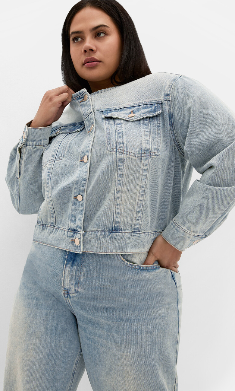 Plus Size Talia Denim Jacket - Mid Wash