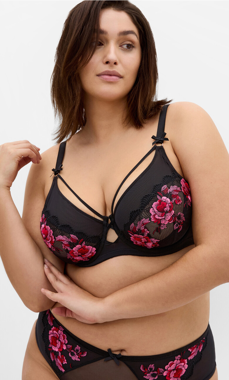 Flamenco Demi Underwire Bra - black pink