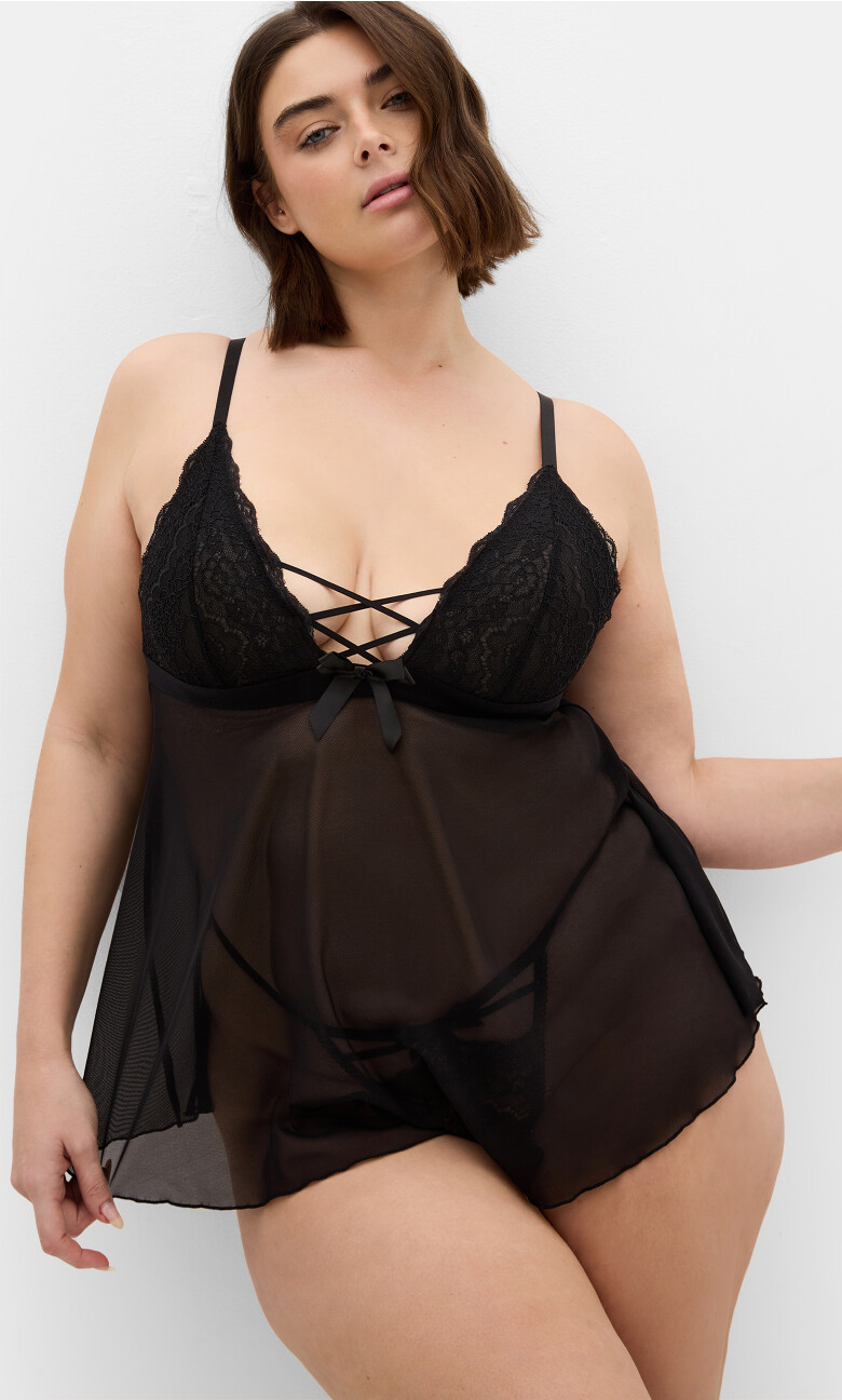 Plus Size DEMI BABYDOLL - Black