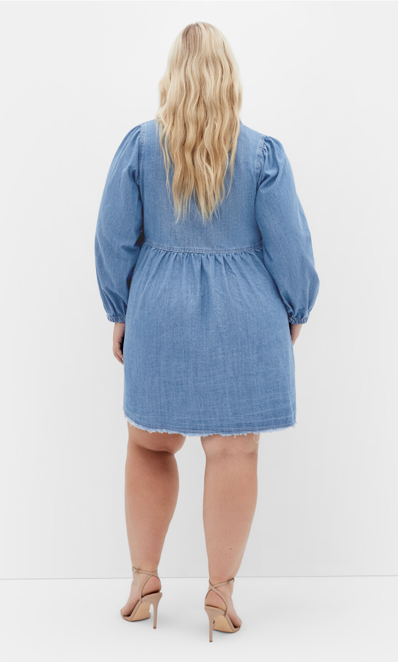 Dulce Long Sleeve Shirt Dress - light denim