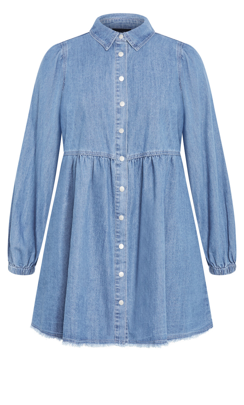 Dulce Long Sleeve Shirt Dress - light denim